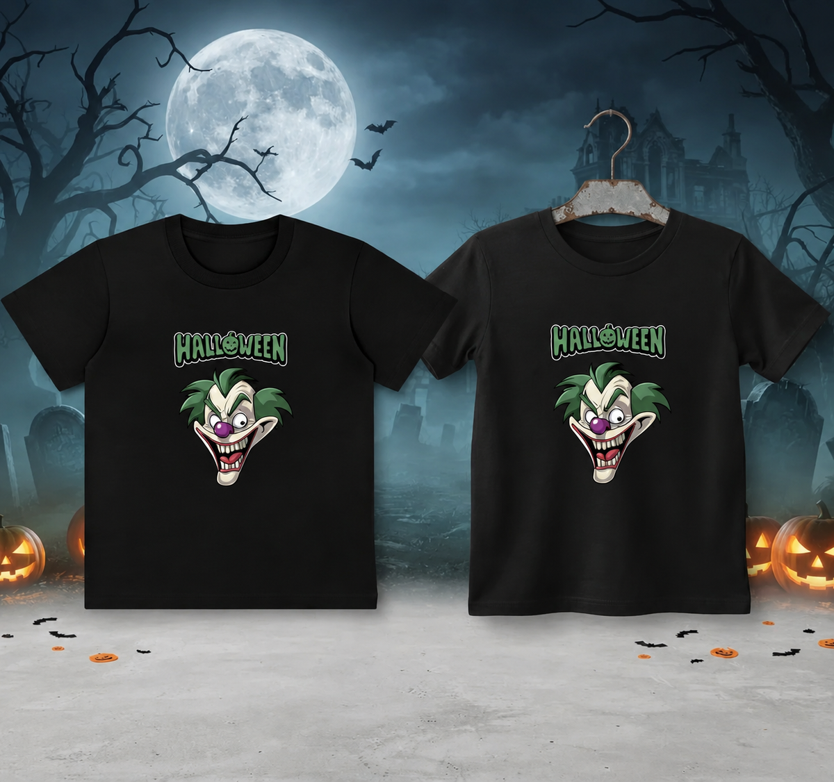 Creepy Face Kids Halloween Graphic T-Shirt