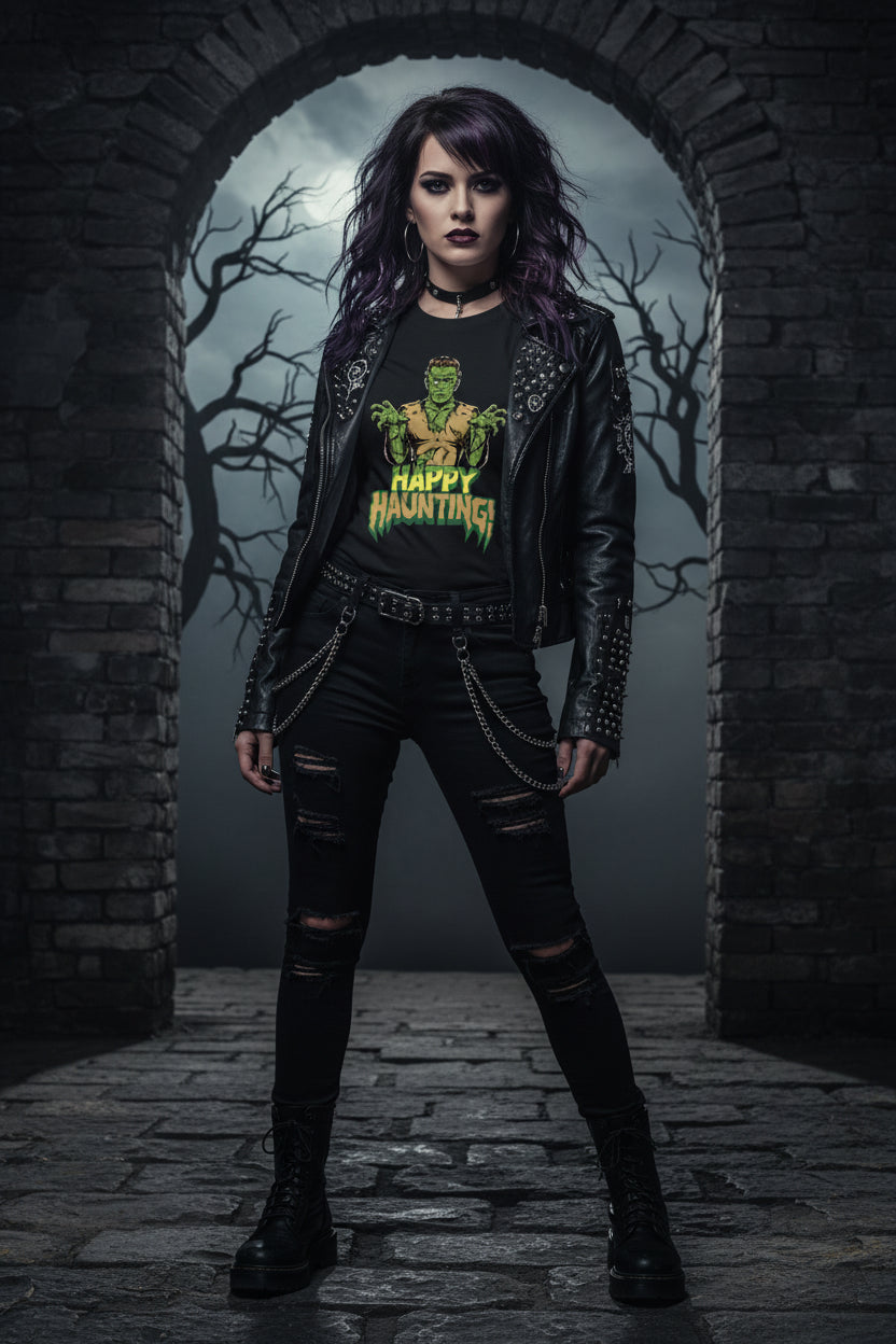 Happy Hunting Retro Horror Unisex Halloween T-Shirt