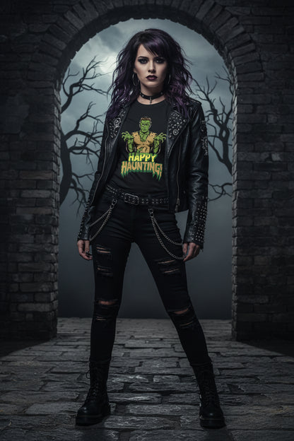 Happy Hunting Retro Horror Unisex Halloween T-Shirt