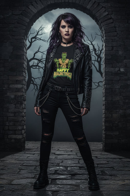 Happy Hunting Retro Horror Unisex Halloween T-Shirt