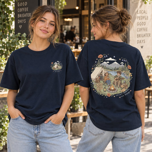 Collect Moments Camping Front & Back Graphic T-Shirt