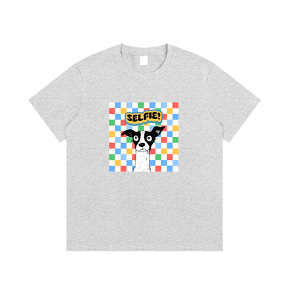 Dog Selfie Unisex Cotton Graphic T-Shirt
