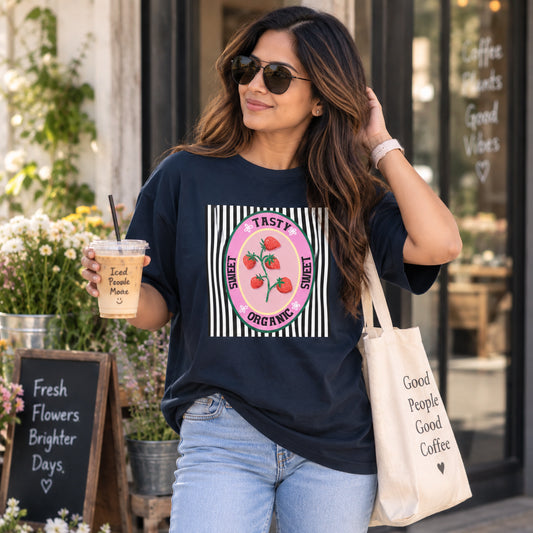 Sweet Strawberry Retro Unisex Cotton Graphic T-Shirt