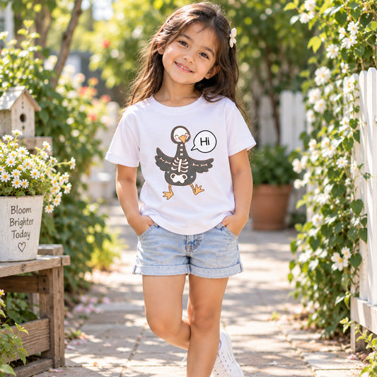 Skeleton Duck Saying Hi Kids Graphic T-Shirt – Funny Animal