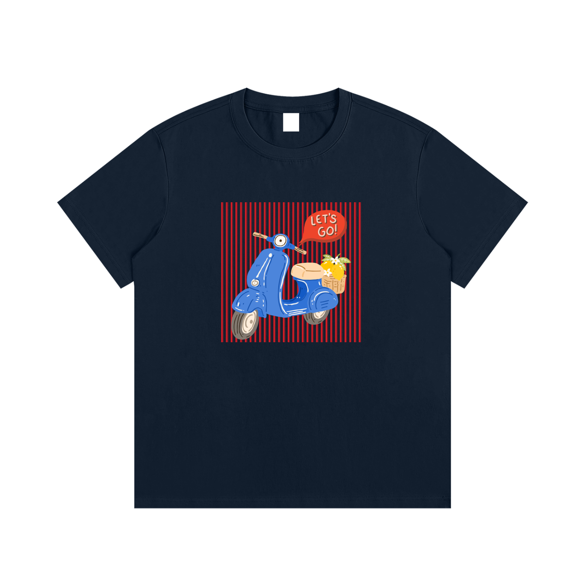 Retro Blue Scooter Unisex Cotton Graphic T-Shirt