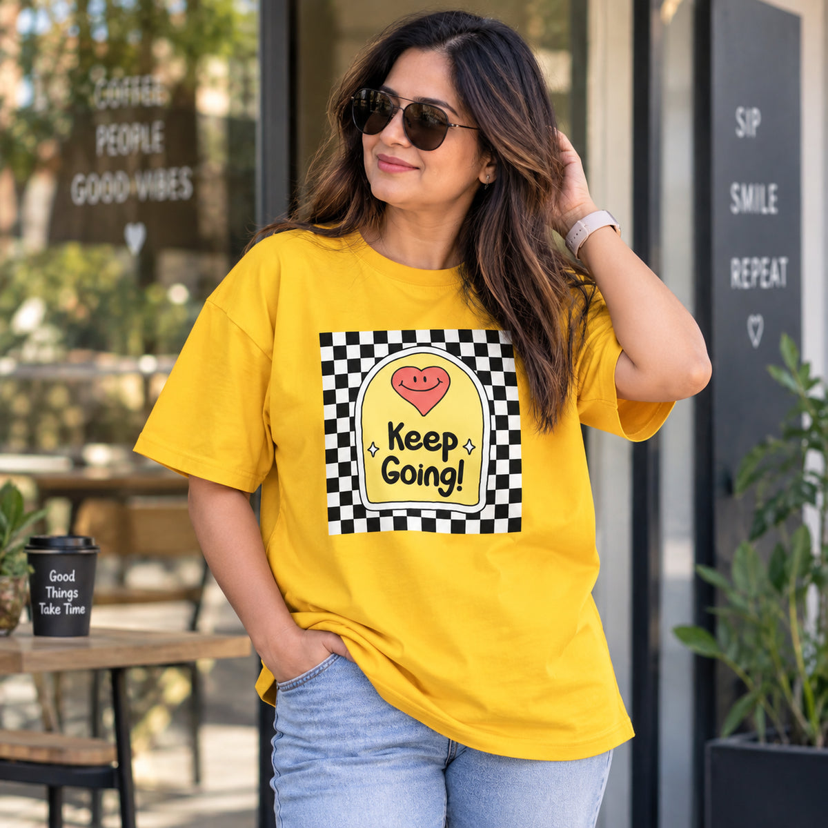 Keep Going Motivational Unisex Cotton Graphic T-Shirt