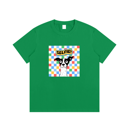 Dog Selfie Unisex Cotton Graphic T-Shirt