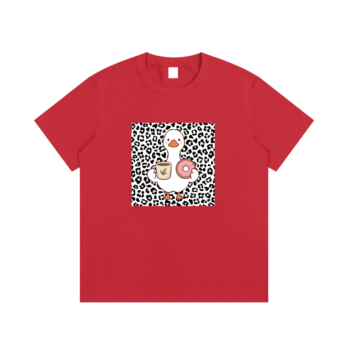 Coffee & Donut Duck Unisex Cotton Graphic T-Shirt