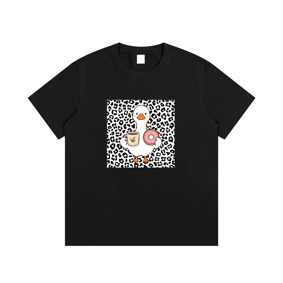 Coffee & Donut Duck Unisex Cotton Graphic T-Shirt