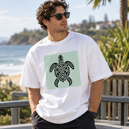 Tribal Sea Turtle Unisex Cotton Graphic T-Shirt
