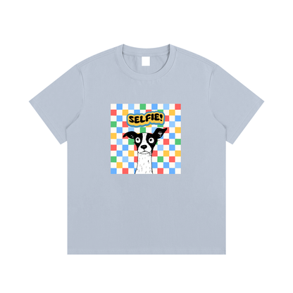 Dog Selfie Unisex Cotton Graphic T-Shirt