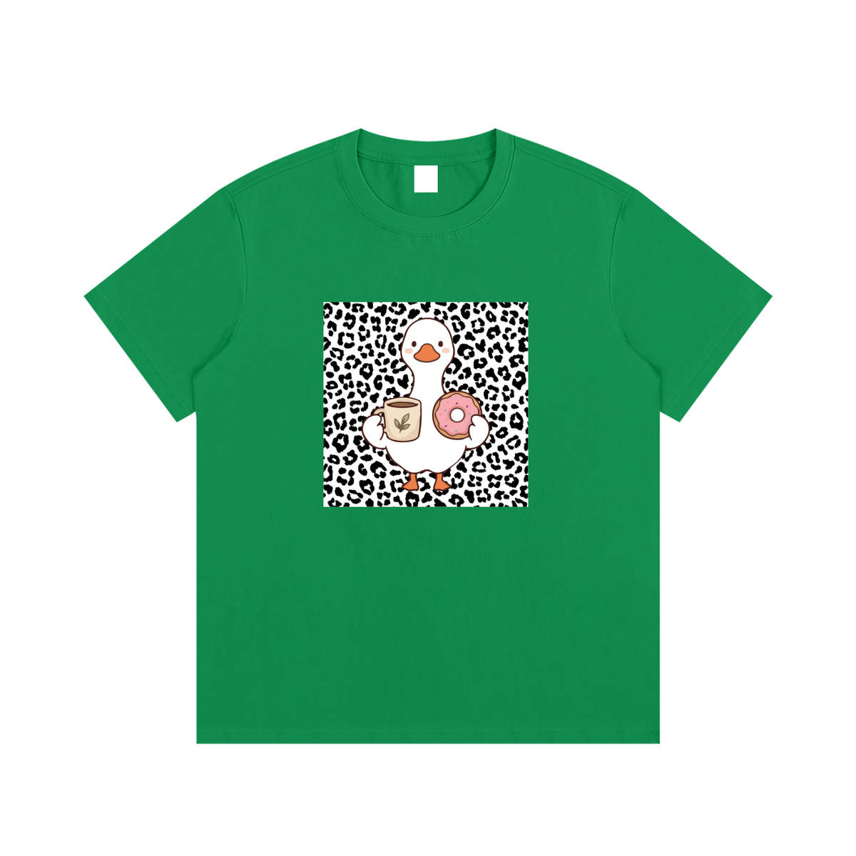 Coffee & Donut Duck Unisex Cotton Graphic T-Shirt