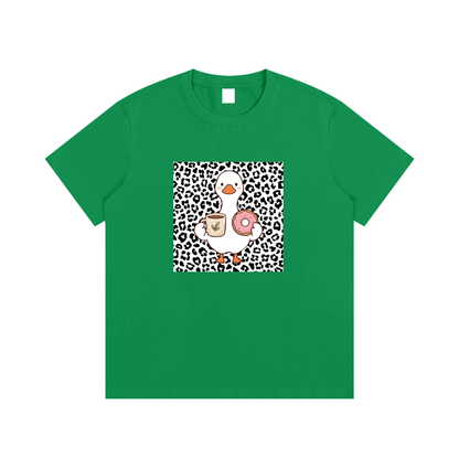 Coffee & Donut Duck Unisex Cotton Graphic T-Shirt