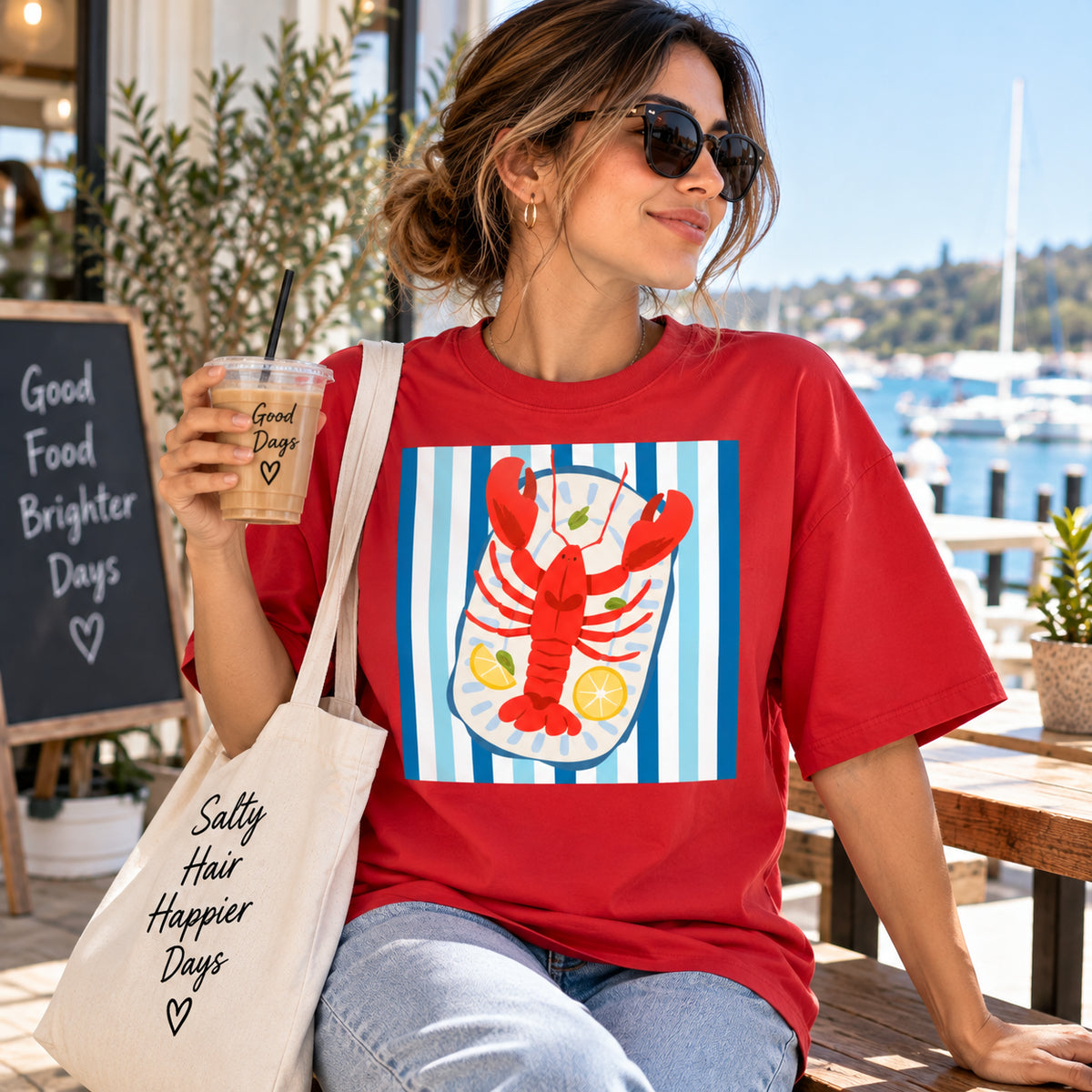 Lobster Coastal Unisex Cotton Graphic T-Shirt