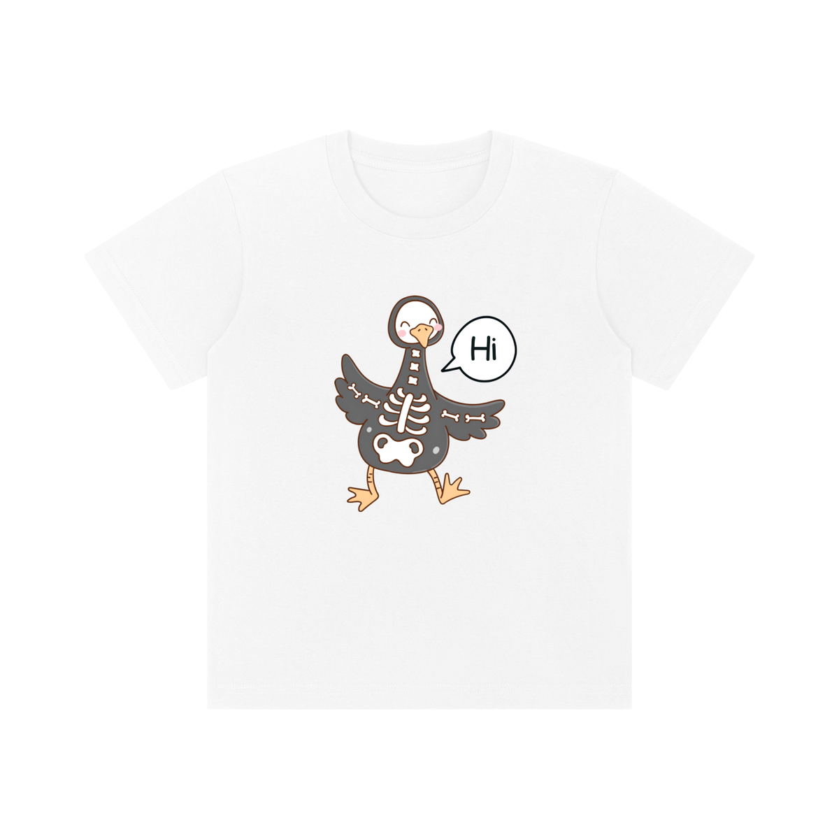 Skeleton Duck Saying Hi Kids Graphic T-Shirt – Funny Animal