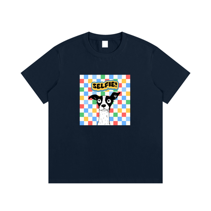 Dog Selfie Unisex Cotton Graphic T-Shirt