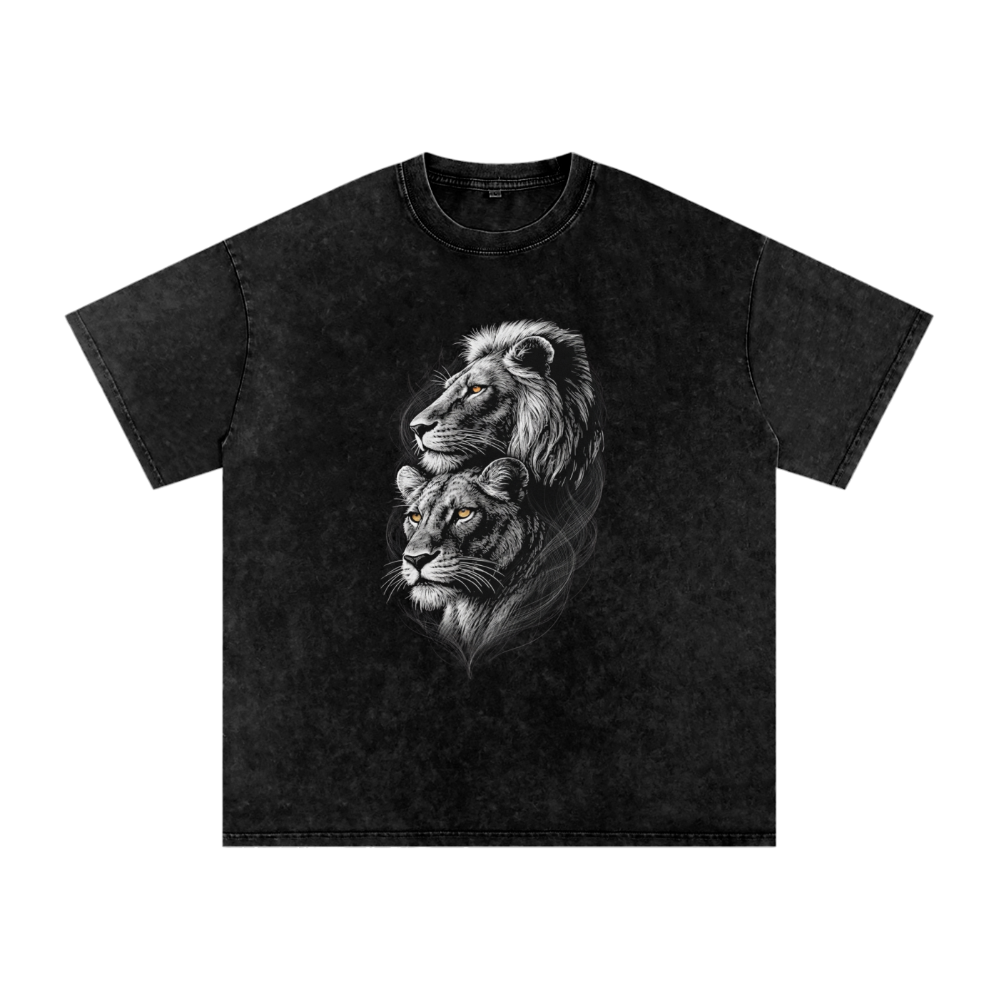Snow Washed Lion Oversized Cotton T-Shirt
