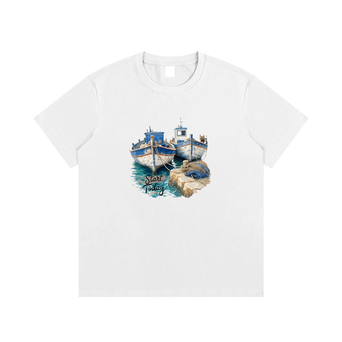 Vintage Fishing Boats Unisex Cotton Graphic T-Shirt