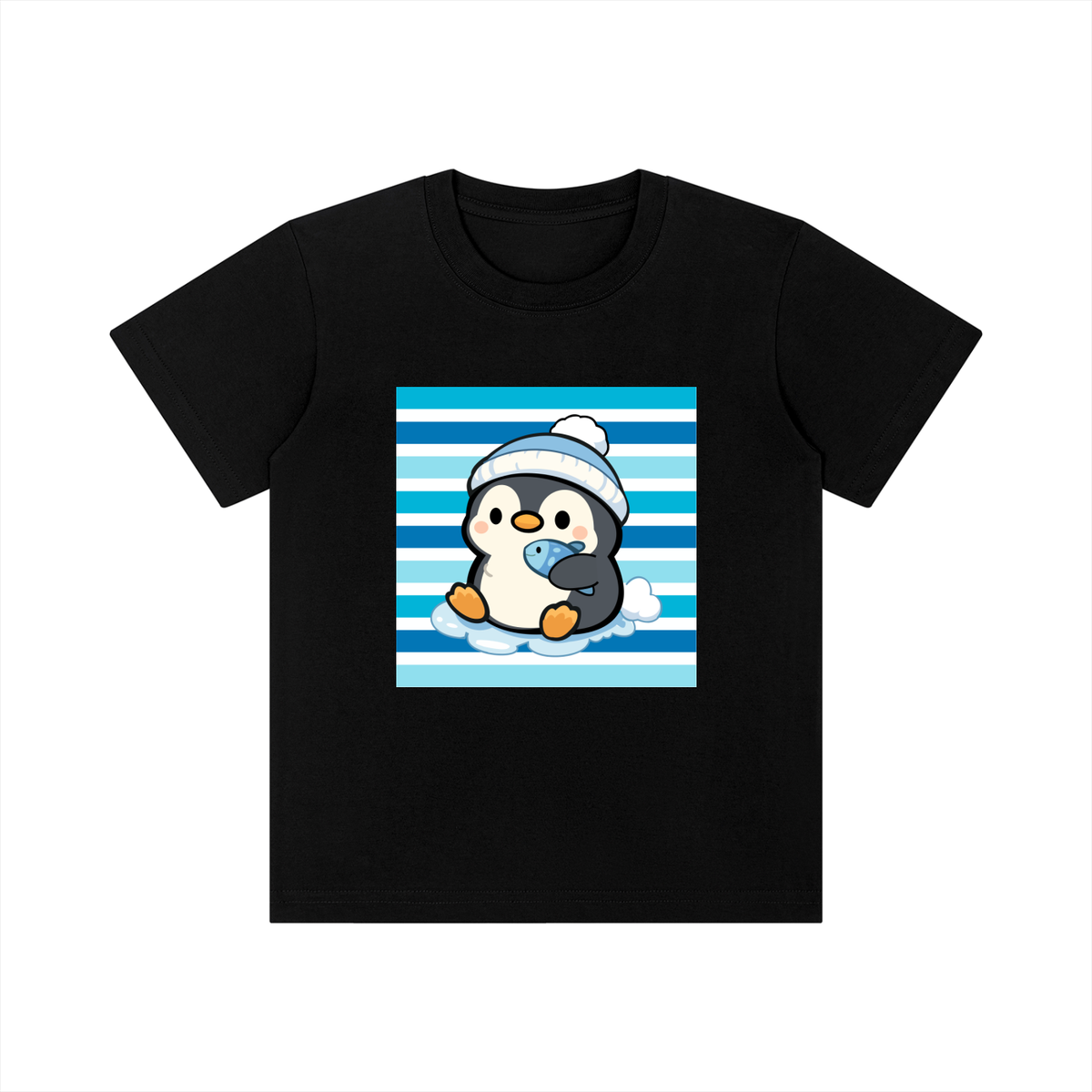 Cute Penguin & Fish Kids Graphic T-Shirt – Winter Animals