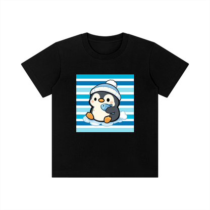 Cute Penguin & Fish Kids Graphic T-Shirt – Winter Animals