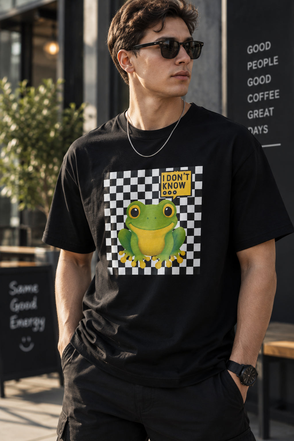 IDK Frog Oversized Cotton Graphic T-Shirt