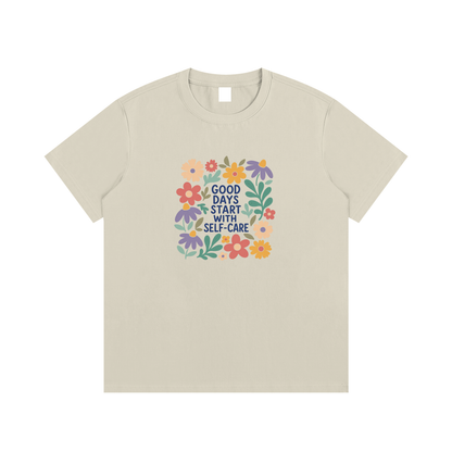 Good Days Start With Self-Care Floral Graphic T-Shirt