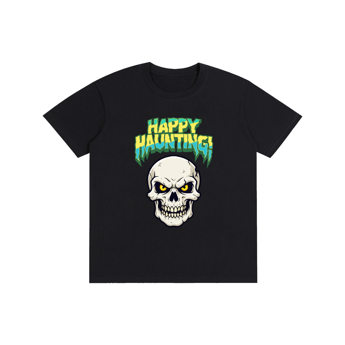 Happy Haunting Skull Unisex Cotton Halloween T-Shirt
