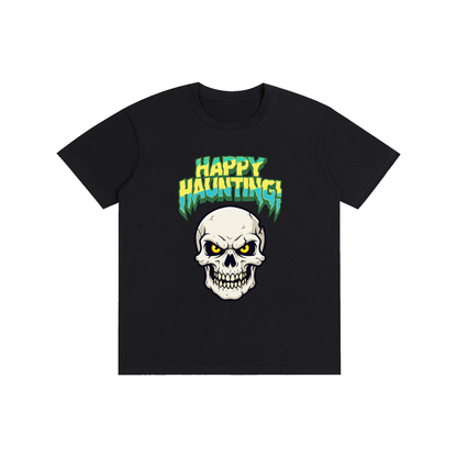 Happy Haunting Skull Unisex Cotton Halloween T-Shirt