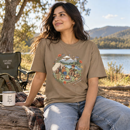 Adventure Lovers Scenic Camping Unisex Cotton T-Shirt