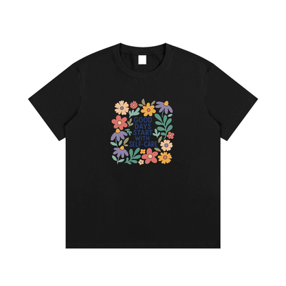 Good Days Start With Self-Care Floral Graphic T-Shirt