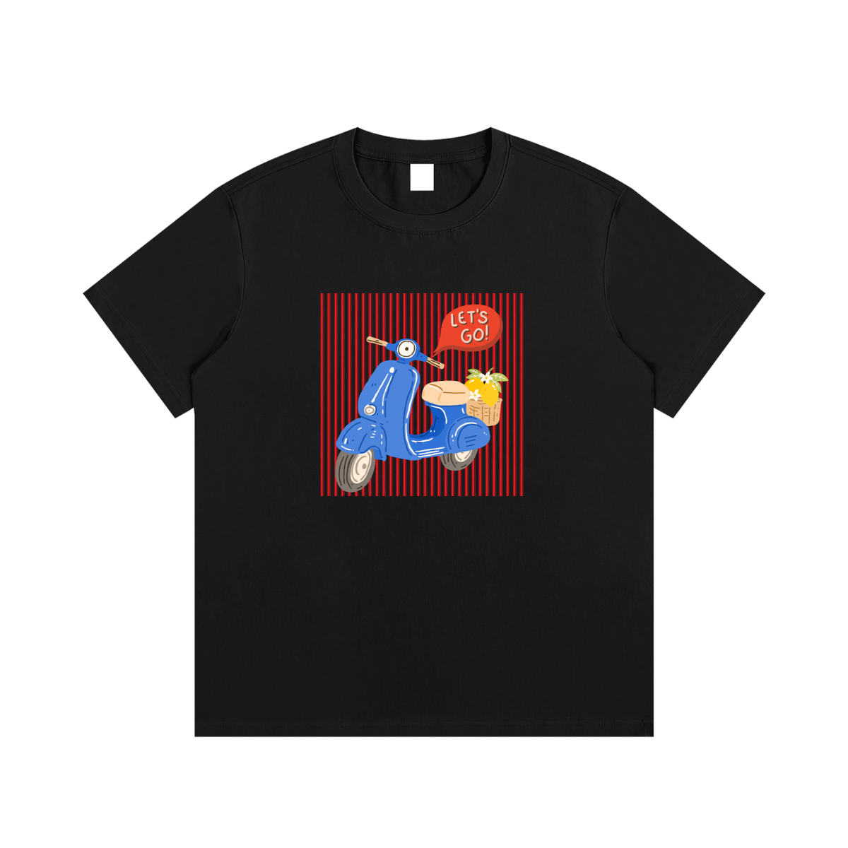 Retro Blue Scooter Unisex Cotton Graphic T-Shirt
