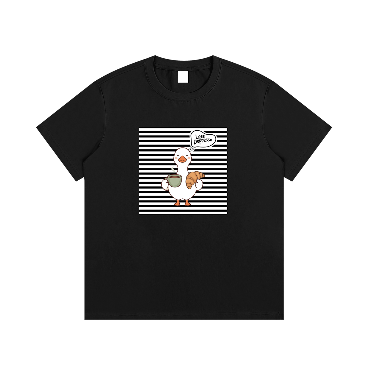 Less Depresso Coffee Goose Unisex Graphic T-Shirt
