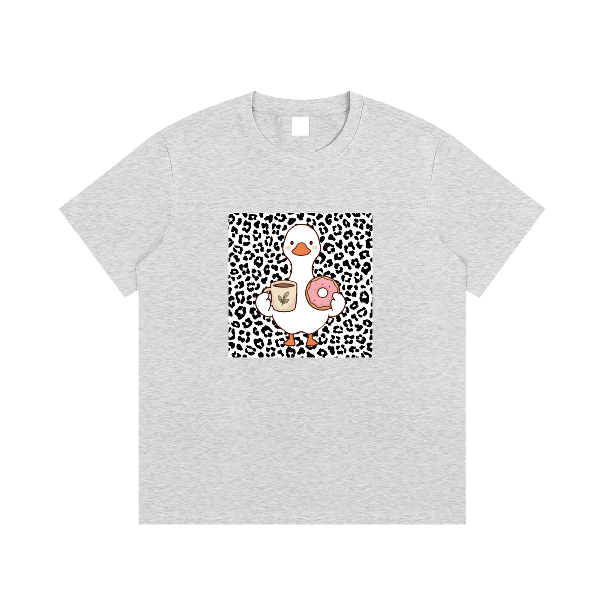 Coffee & Donut Duck Unisex Cotton Graphic T-Shirt