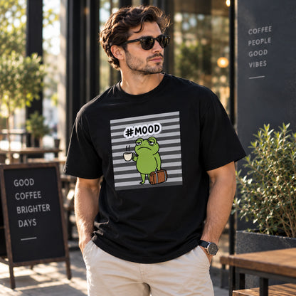 Funny Mood Frog Coffee Oversized Cotton T-Shirt