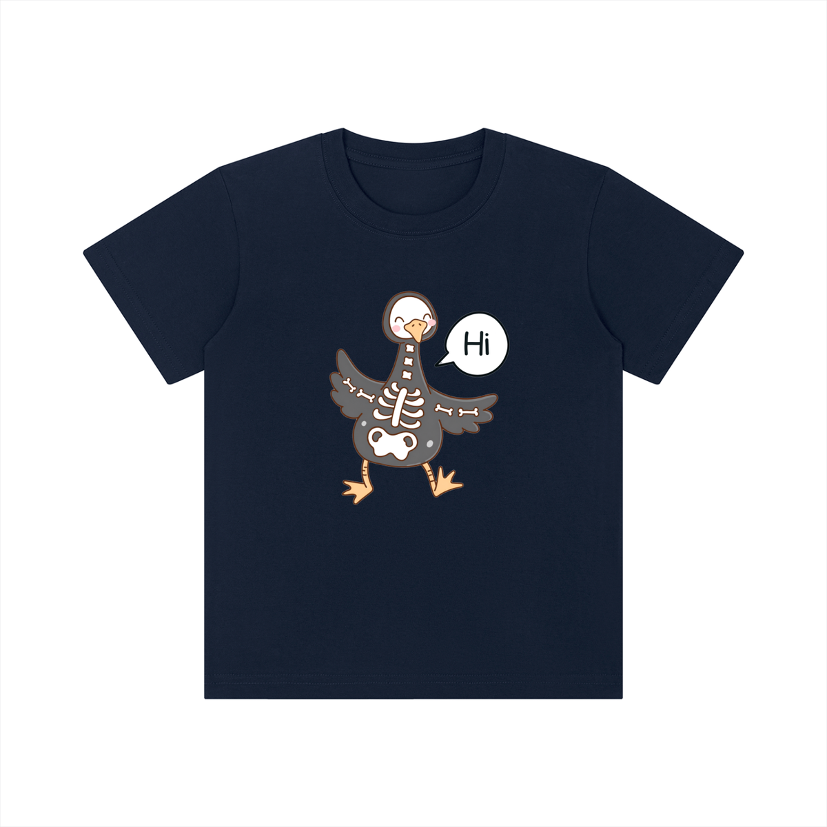 Skeleton Duck Saying Hi Kids Graphic T-Shirt – Funny Animal