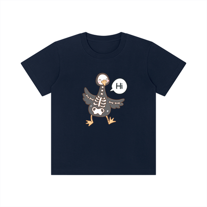 Skeleton Duck Saying Hi Kids Graphic T-Shirt – Funny Animal