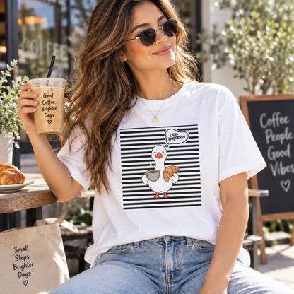 Less Depresso Coffee Goose Unisex Graphic T-Shirt