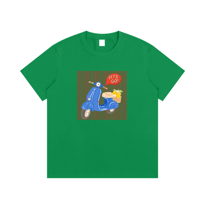 Retro Blue Scooter Unisex Cotton Graphic T-Shirt