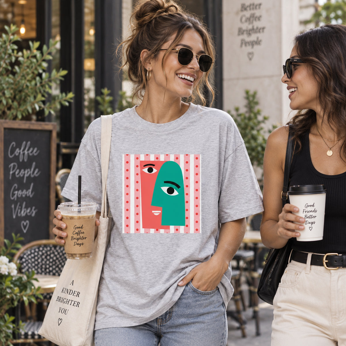 Abstract Face Art Unisex Cotton Graphic T-Shirt
