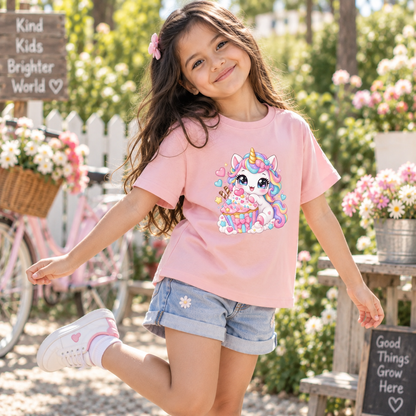 Unicorn Cupcake Pastel Kids Graphic T-Shirt