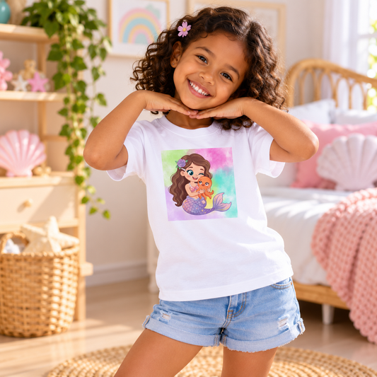 Mermaid & Octopus Friends Girls Graphic T-Shirt