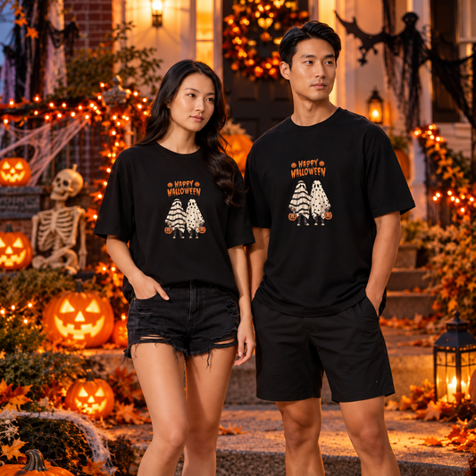 Ghost Besties Unisex Happy Halloween Graphic T-Shirt