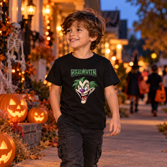 Creepy Face Kids Halloween Graphic T-Shirt