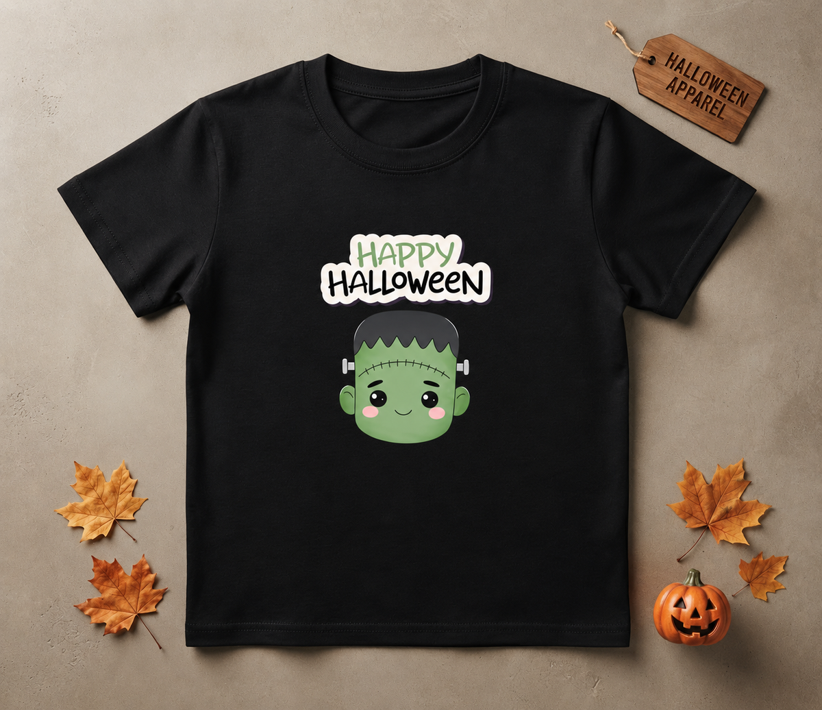 Vintage Creepy Monster Face Kids Halloween T-Shirt