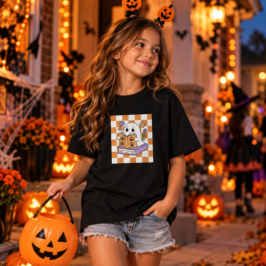 Retro Boo Ghost Kids Halloween Graphic T-Shirt