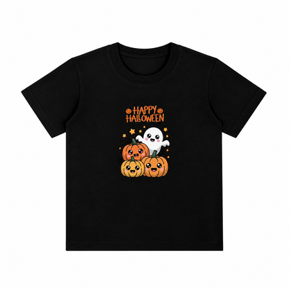 Cute Ghost & Pumpkins Kids Halloween Cotton T-Shirt