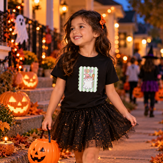 Cute Ghost Boo Kids Halloween Graphic T-Shirt