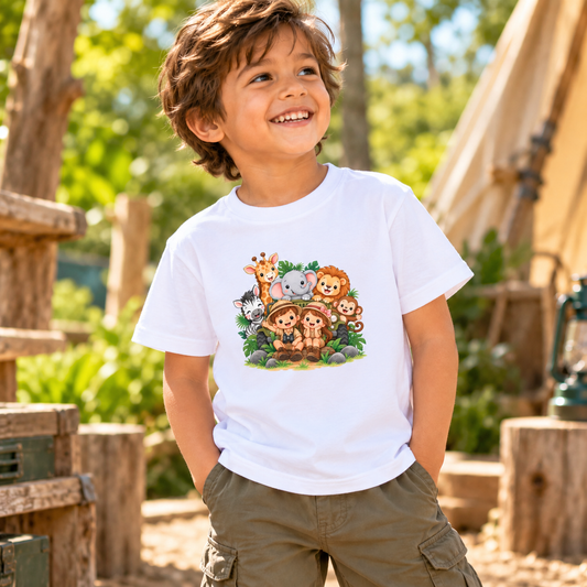 Safari Adventure Buddies Kids T-Shirt – Jungle Animal Friends