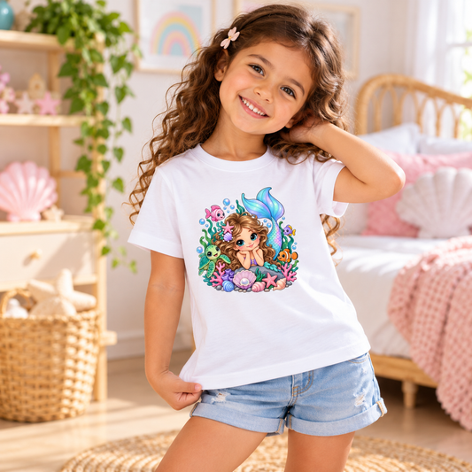 Enchanted Mermaid & Sea Turtle Girls T-Shirt