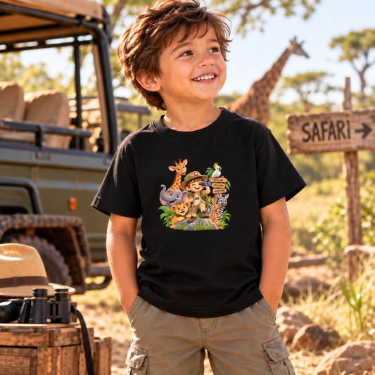 Little Safari Explorer Kids T-Shirt – Child & Jungle Animals